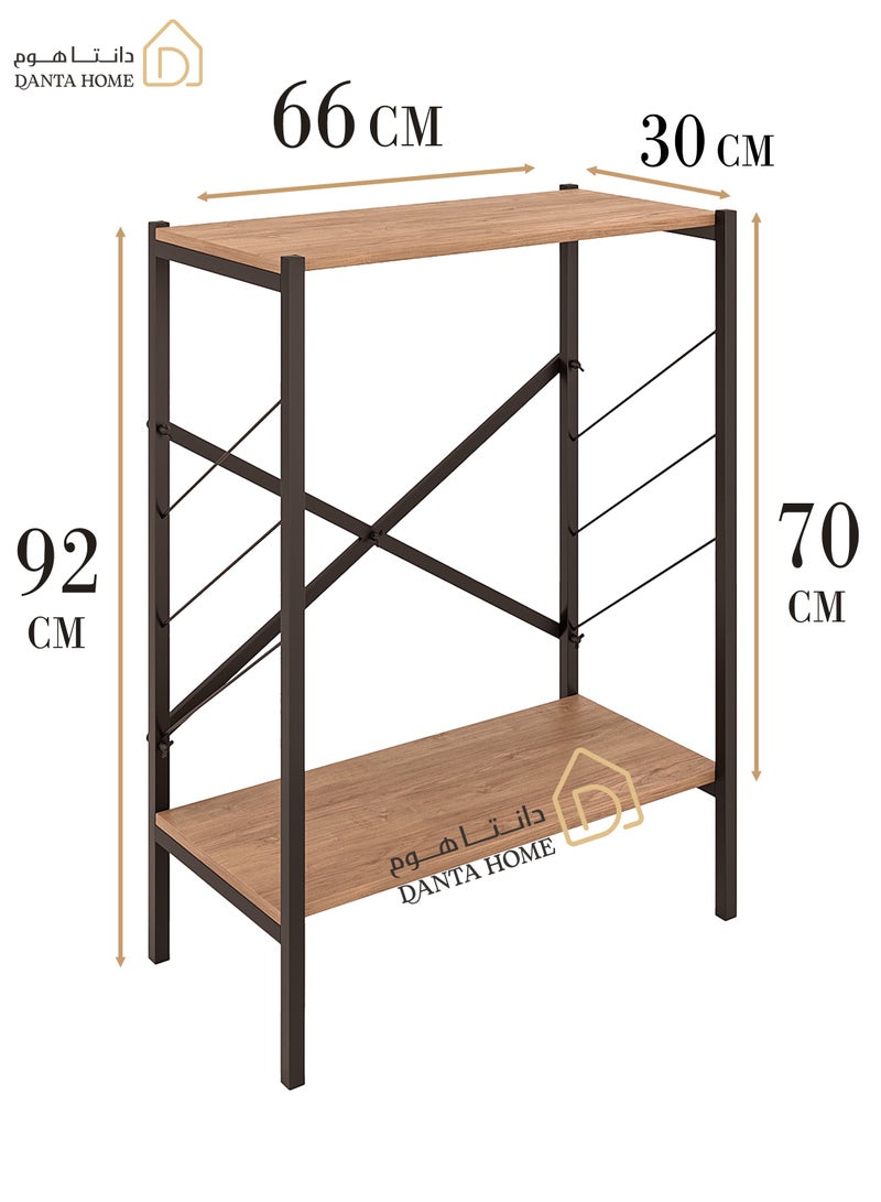 DANTA HOME Coffee Corner Table, Side Table, Bookcase, 2 Wooden Tops For Storage And Organization To Meet All Your Needs - Brown/Black - Image 4