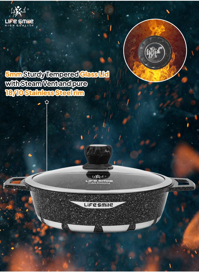 Life Smile Cookware Set 17 pieces - Pots and Pans set Granite Non Stick Coating 100% PFOA FREE, Cooking Set include Casseroles & Shallow Pot & Kitchen Utensils  - Image 5