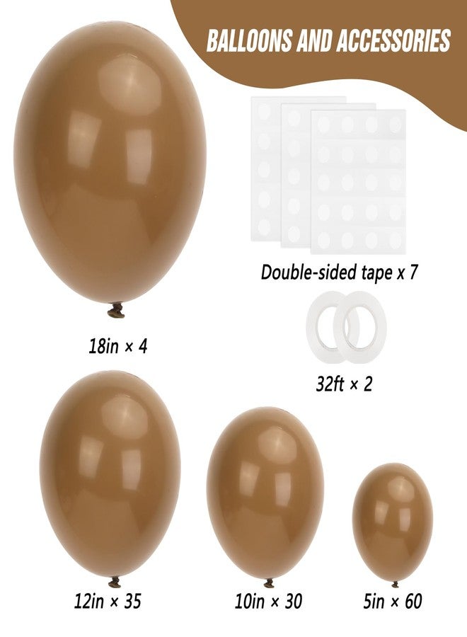 RUBFAC Brown Balloons 129pcs Different Sizes Pack of 18 12 10 5 Inch, Latex Boho Neutral Coffee Tan Balloon Garland Arch Kit for Baby Shower Jungle Safari Fall Birthday Bear Themed Party Decorations - Image 2