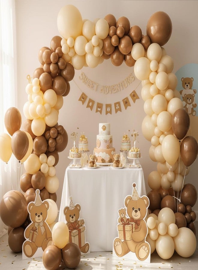 RUBFAC Brown Balloons 129pcs Different Sizes Pack of 18 12 10 5 Inch, Latex Boho Neutral Coffee Tan Balloon Garland Arch Kit for Baby Shower Jungle Safari Fall Birthday Bear Themed Party Decorations - Image 5