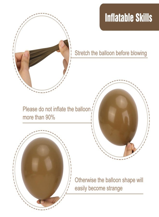 RUBFAC Brown Balloons 129pcs Different Sizes Pack of 18 12 10 5 Inch, Latex Boho Neutral Coffee Tan Balloon Garland Arch Kit for Baby Shower Jungle Safari Fall Birthday Bear Themed Party Decorations - Image 3