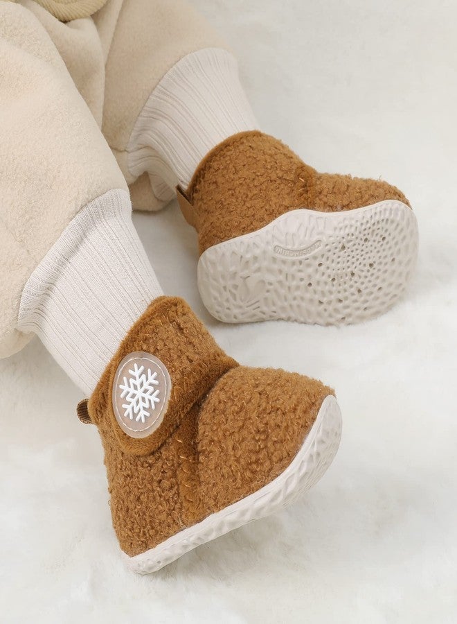FEETCITY Baby Booties Girls Boys Infant Slippers First Walkers Shoes Warm Socks Newborn Crib Shoes, Dbrown, 6-12 Months - Image 2