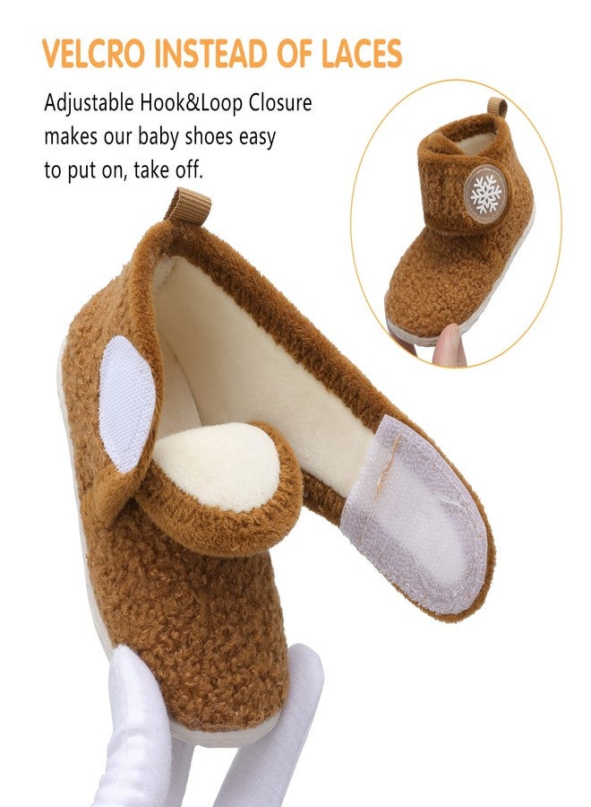 FEETCITY Baby Booties Girls Boys Infant Slippers First Walkers Shoes Warm Socks Newborn Crib Shoes, Dbrown, 6-12 Months - Image 3