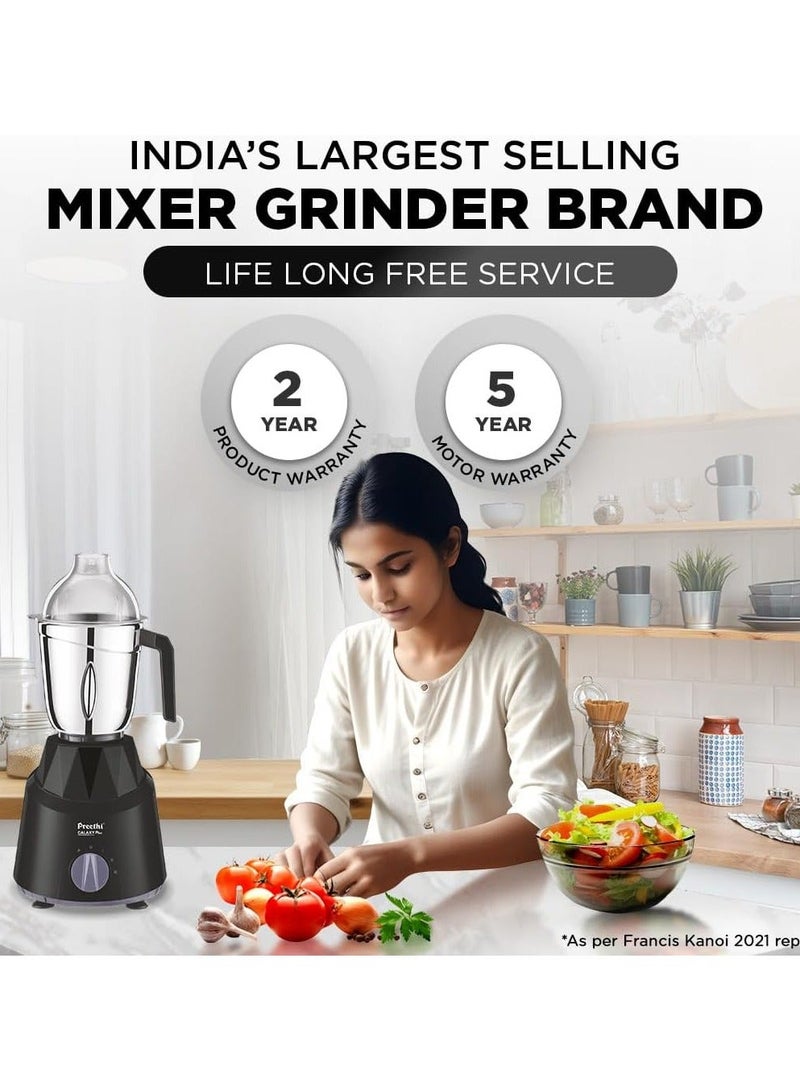 Preethi Galaxy Plus Mixer Grinder for Kitchen - 4 Jars Mixie (3 Stainless Steel Jars+1 Super Extractor Juicer Jar), Flexi lids, Vega W5 Motor 750 W MG250 Black - Image 3