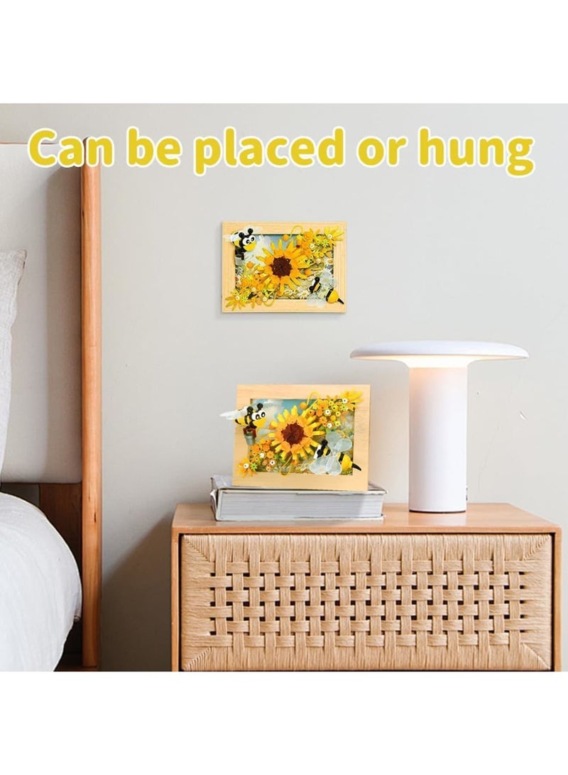 SYOSI Bee Flower Micro Mini Building Set, 322PCS Flower and Insect Building Blocks with Picture Frame, Creative Botanical Construction Kit for Kids and Adults, DIY Sunflower Frame Decoration Gift - Image 5