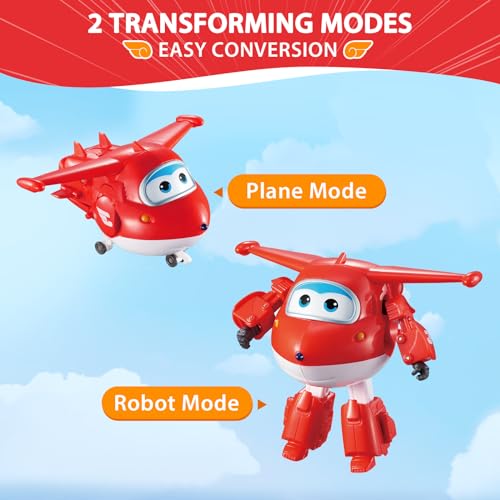 Super Wings Transformable Toys 5 in Jett Airplane Transforming Figures Toys 2 in 1 Mode Rescue Bots Action Figure Toys for 35 Year Old Boys Girls Fun Plane Toys for Toddlers Kids Age 3 4 5 6 7 - Image 5
