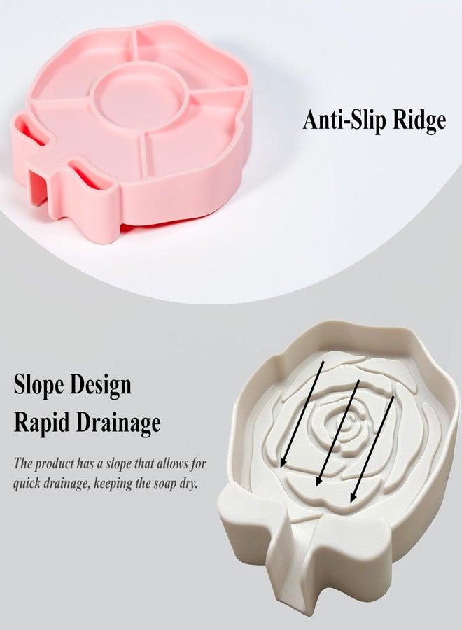 MtBoi 3PC Self-Draining Silicone Soap Dish, Soap Holder/Tray/Saver for Shower, Bathroom, Kitchen, Bathtub, Keep Soap Dry and Easy to Clean (Light Color) - Image 5