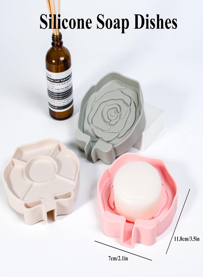 MtBoi 3PC Self-Draining Silicone Soap Dish, Soap Holder/Tray/Saver for Shower, Bathroom, Kitchen, Bathtub, Keep Soap Dry and Easy to Clean (Light Color) - Image 3