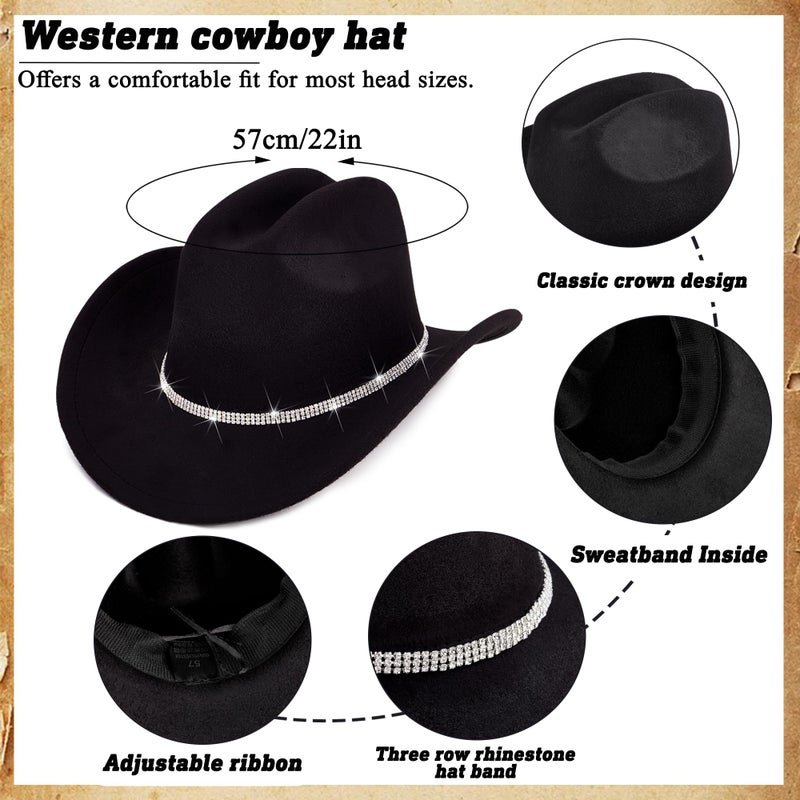 MEDOJO Cowboy Costume Outfit for Women Glitter Choker Necklace Cowboy Hat Buckle Belt Accessories Set for Halloween Cosplay Party - Image 4
