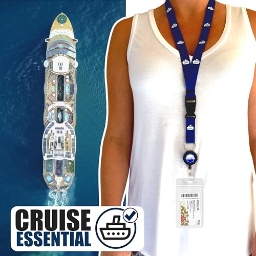 Cruise On Royal Caribbean Luggage Tag Holders (4 Pack) & Lanyards (2 Pack) – Large, Clear, Waterproof Cruise Essentials 2025-2026 – Secure Ship Tags & Cards (Royal & Navy Blue) - Image 3
