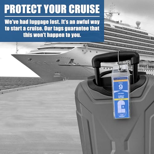 Cruise On Royal Caribbean Luggage Tag Holders (4 Pack) & Lanyards (2 Pack) – Large, Clear, Waterproof Cruise Essentials 2025-2026 – Secure Ship Tags & Cards (Royal & Navy Blue) - Image 2