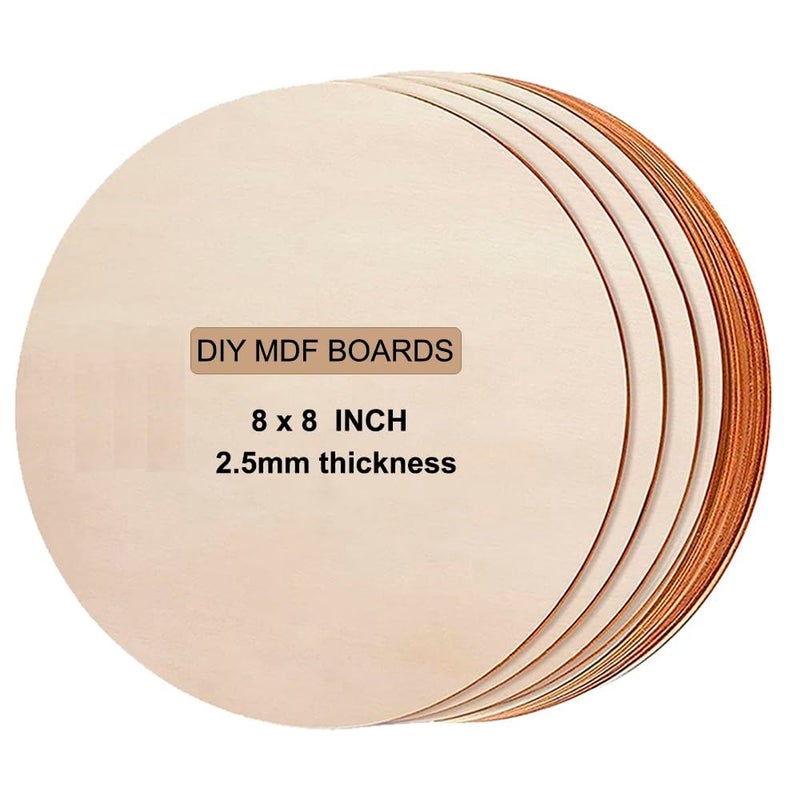 SpotOnn MDF Round Circle Board Sheet for Art and Craft Unfinished Round Wood Slices for Resin Art, Mandala Art,Pyrography, Painting, DIY MDF Cutouts (MDF -Circle 8x8 inch-2PC) - Image 1