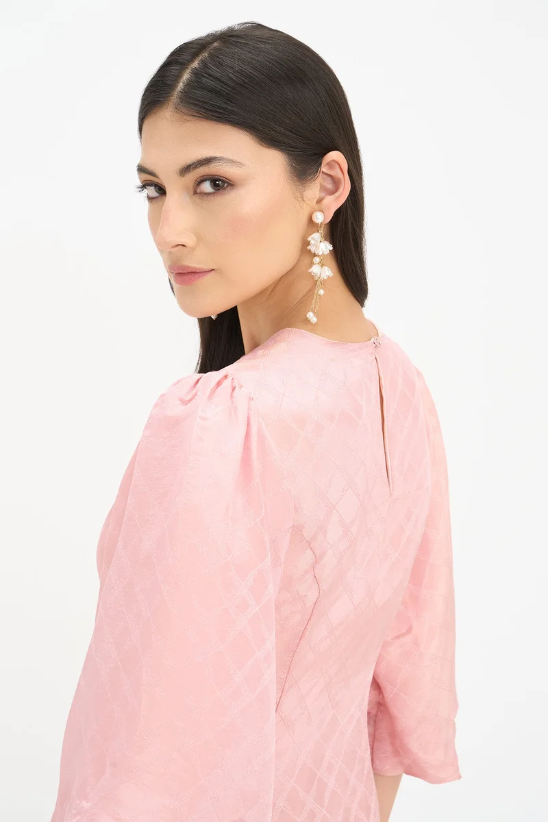 Virgio  Self Design Viscose Puff Sleeves Mini Dress for Women for Women | Best Price UAE