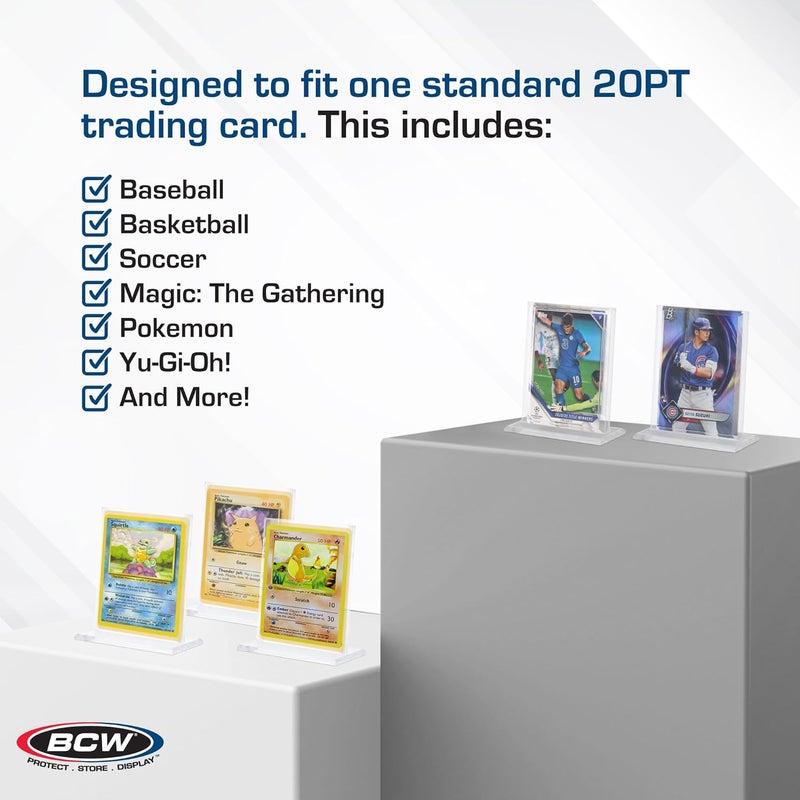 BCW Trading Card Display Stand | Acrylic Card Holder Stand for Sports Cards, Pokémon & TCG | Stable Vertical Card Stand with Beveled Edges | Clear Sports Card Display Stand - Image 5