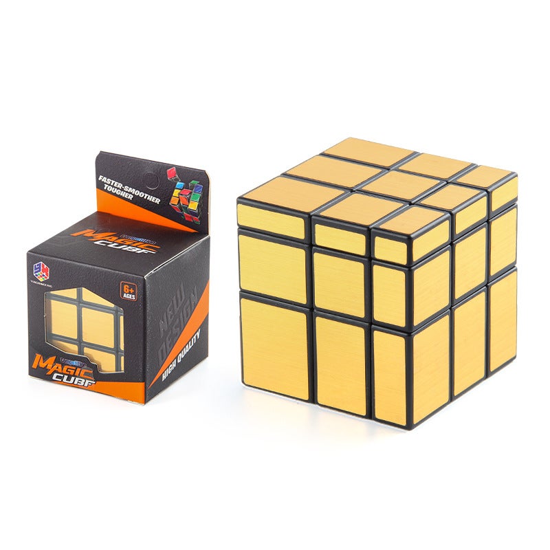 لعبة مكعب روبيك التعليمي للأطفال بمستوى ثالث 5.7 سم ملصق ذهبي مكعب روبيك مرآة بشكل خاص - Image 4