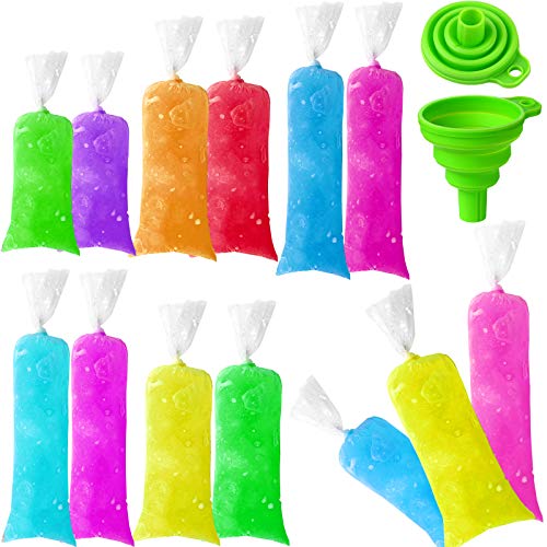 Patelai 300 Pcs Ice Lolly Bags Disposable Ice Cream Mold Bags with Silicone Funnel, 3 Size Candy DIY Pouch for Making Yogurt, 2x12 Inch, 3x12 Inch, 3x10 Inch - Image 1