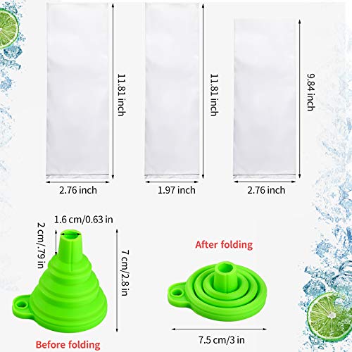 Patelai 300 Pcs Ice Lolly Bags Disposable Ice Cream Mold Bags with Silicone Funnel, 3 Size Candy DIY Pouch for Making Yogurt, 2x12 Inch, 3x12 Inch, 3x10 Inch - Image 2