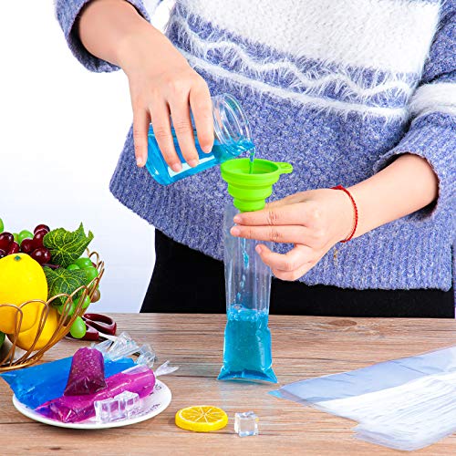 Patelai 300 Pcs Ice Lolly Bags Disposable Ice Cream Mold Bags with Silicone Funnel, 3 Size Candy DIY Pouch for Making Yogurt, 2x12 Inch, 3x12 Inch, 3x10 Inch - Image 5