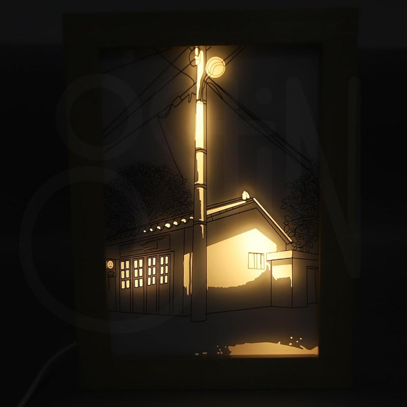 Ostin Shadow Box Frame Light Painting Decoration Art Frame with Light Shadow Art Light Painting Decorative Painting Creative Night Lights LED Table Lamp S sunset and street lights - Image 3