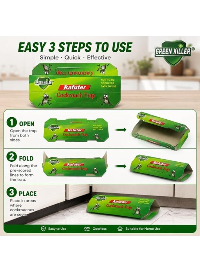 green killer ١٠ قطع من مصائد الصراصير ذات الالتصاق القوي في علبة واحدة - Image 2