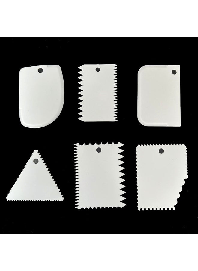 Generic - Spot Three-piece Cream Scraper Sawtooth Arc Scraper Decorating Tool Baking Cut DIY Plastic Scraper-Specifications:Three-piece Scraper Sawtooth-Color:Rose Red - Image 1