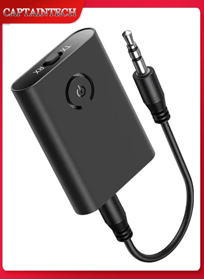 Captaintech Bluetooth 5.0 Adapter - Transmitter u0026 Receiver with 3.5mm Audio, AptX Low Latency, Dual Link for TV/PC/Car/Home Sound System - Image 1