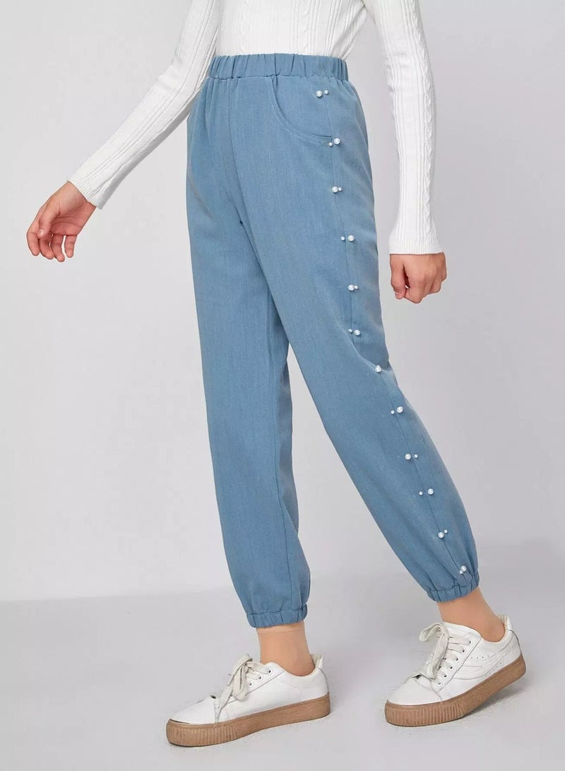 Girls Pearl Beaded Slant Pocket Pants  - Image 3