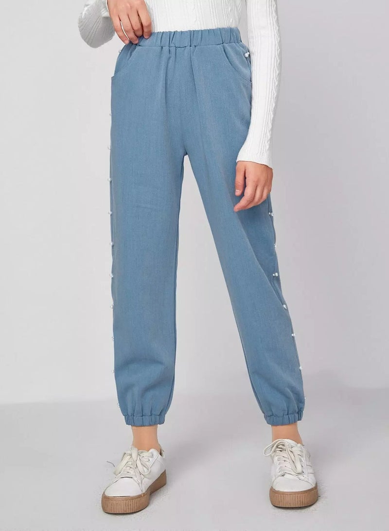 Girls Pearl Beaded Slant Pocket Pants  - Image 5