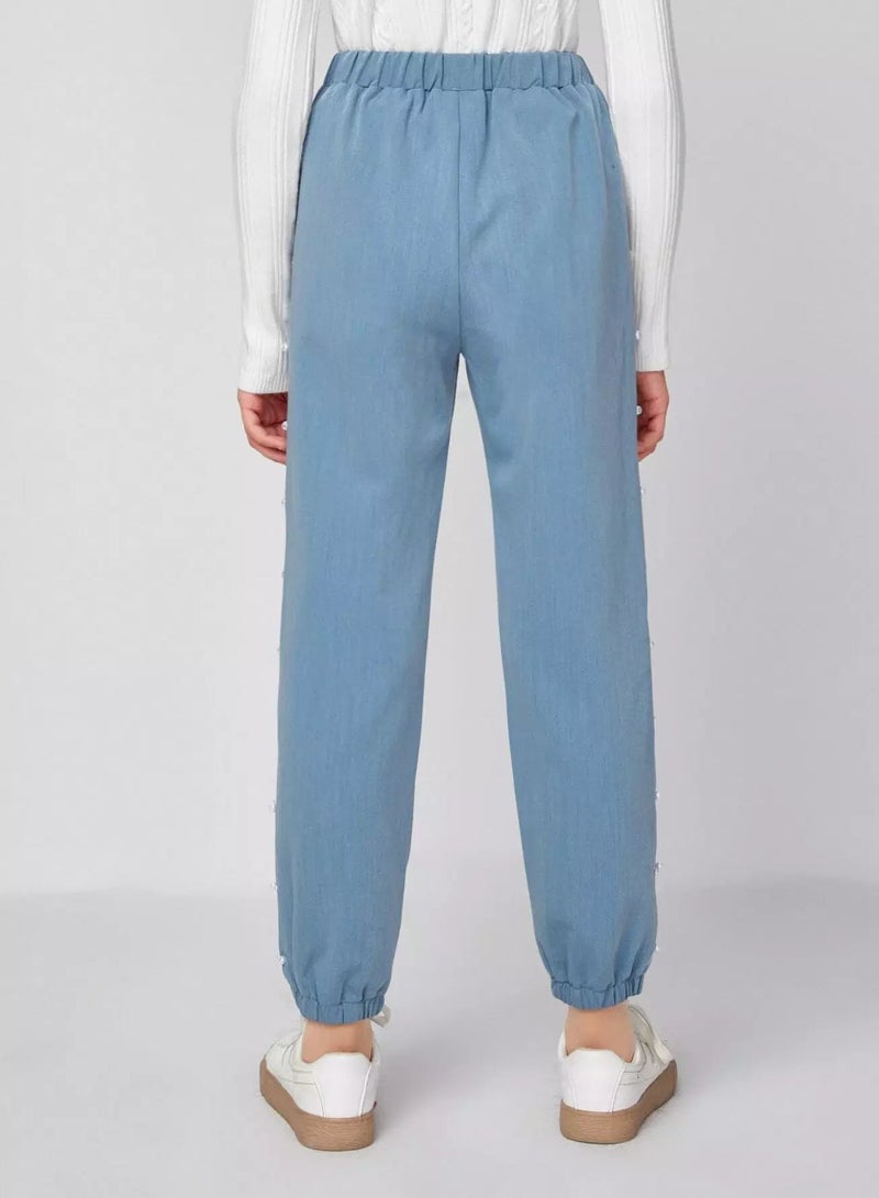 Girls Pearl Beaded Slant Pocket Pants  - Image 2