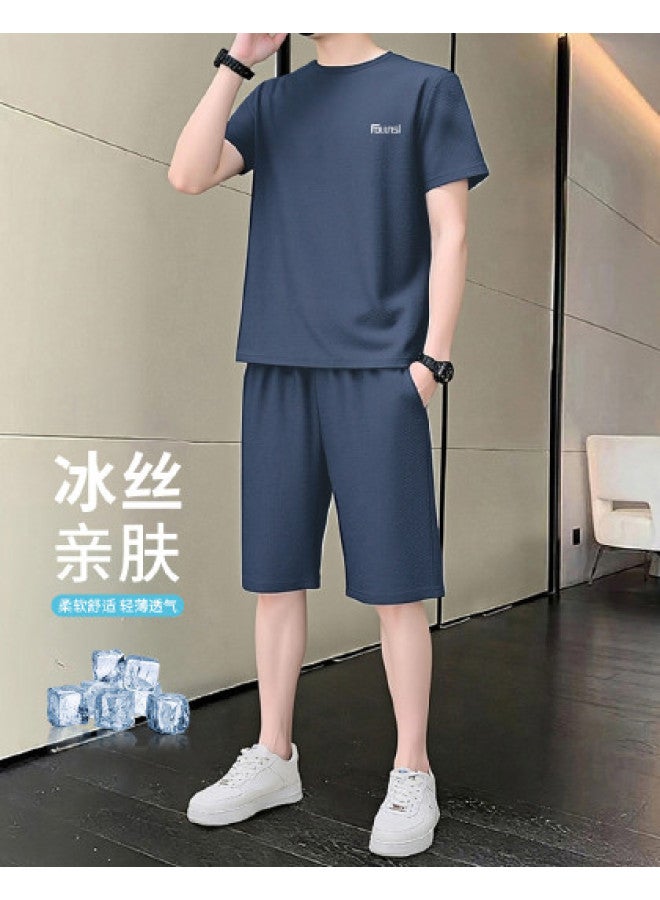 FOLUNSI men's Summer Outfit - Breathable Printed T-shirt With Comfortable Straight-cut 5-inch Shorts - Image 1