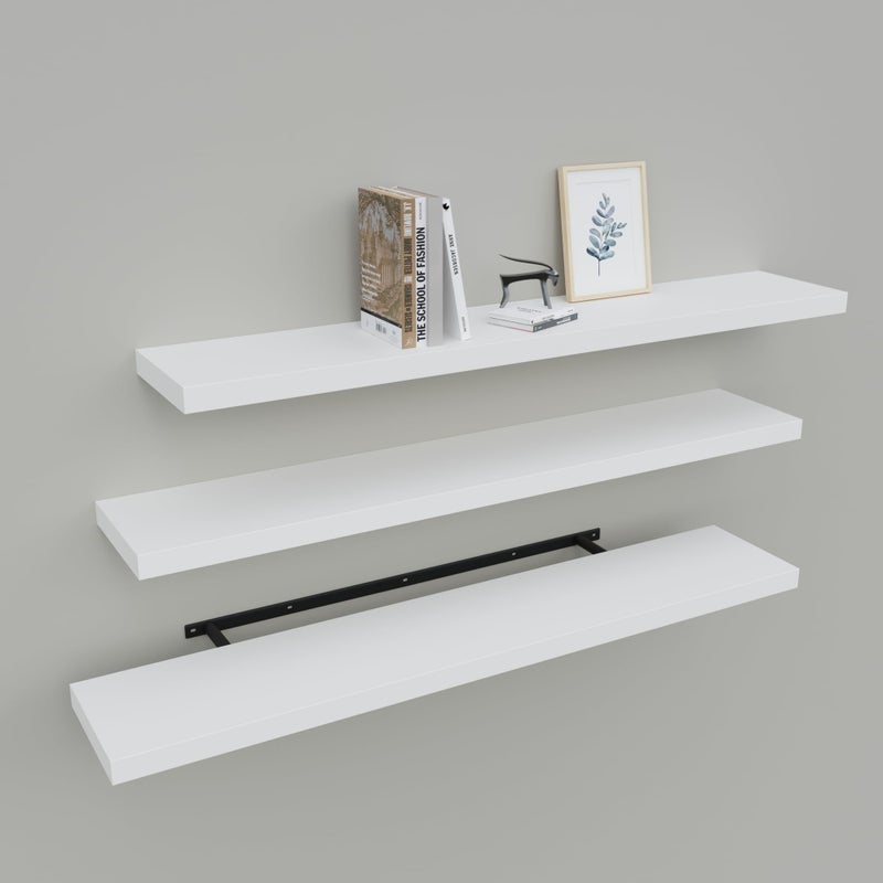 Upassion Floating Shelves for Wall Set of 3, 36" White Wall Shelves for Home Decor, Frame Display White Floating Shelf for Living Room, Bedroom, Bathroom, Kitchen - Image 1