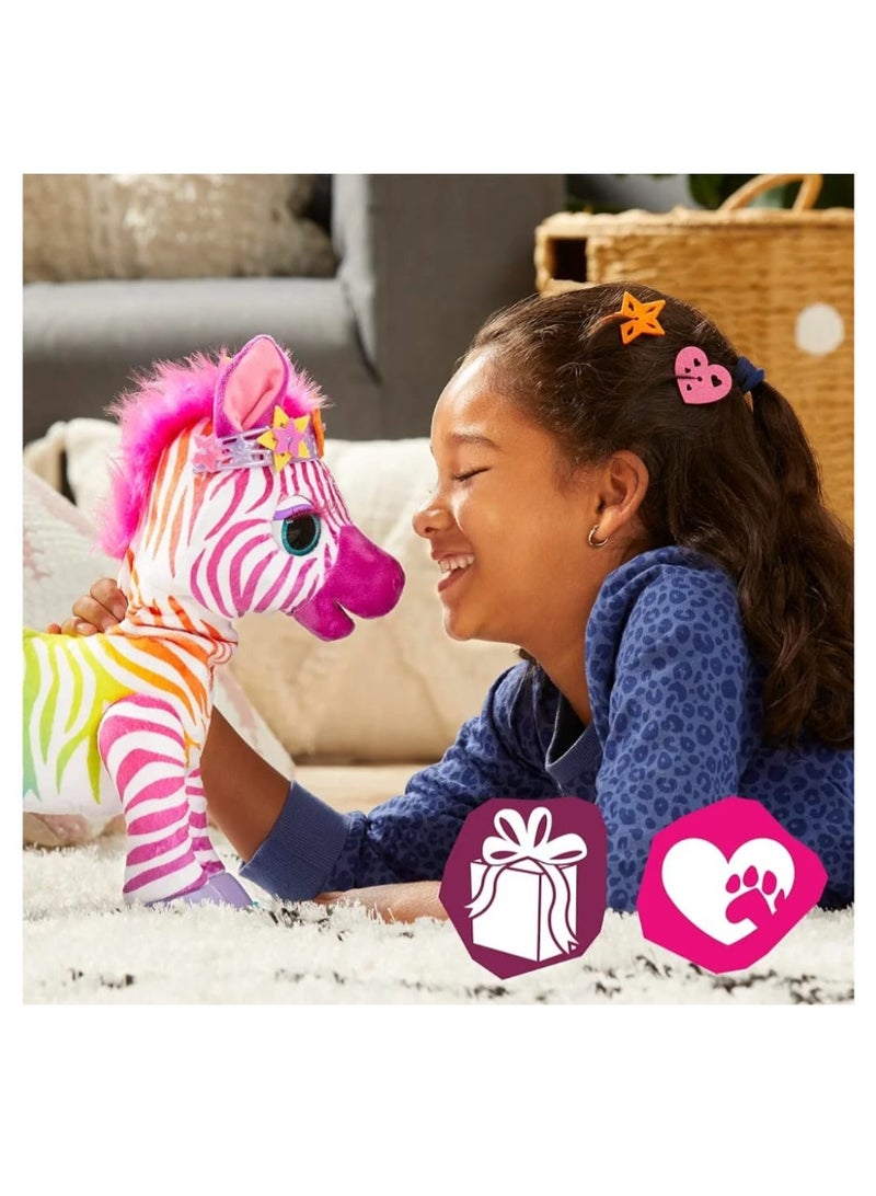 FurReal Zinia My Rainbow Zebra Interactive Plush Toy, 80+ Sounds & Reactions, 26 Styling Accessories - Image 2