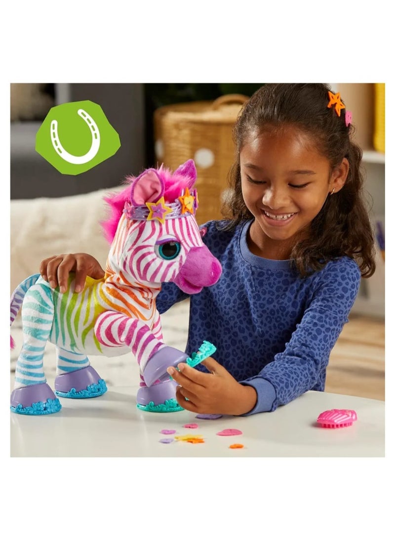 FurReal Zinia My Rainbow Zebra Interactive Plush Toy, 80+ Sounds & Reactions, 26 Styling Accessories - Image 4