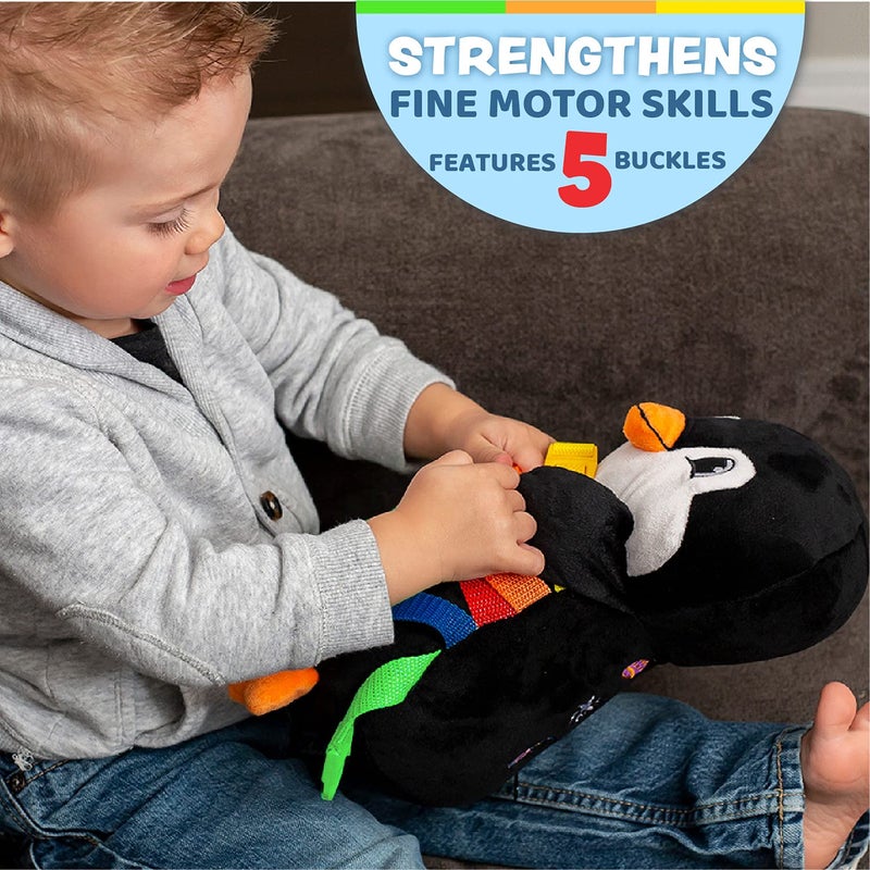 Buckle Toys Blizzard Penguin - Montessori Learning Activity & Stuffed Animal - Develop Motor Skills, Problem Solving, Counting & Color Recognition - Image 2