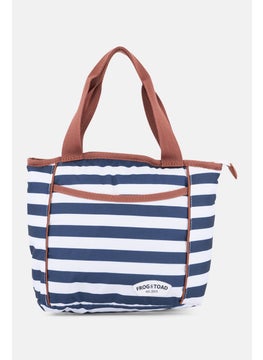 Fit + Fresh Kids Girl Striped Lunch Bag 25 H x 32 L x 13 W cm, Navy  - Image 1