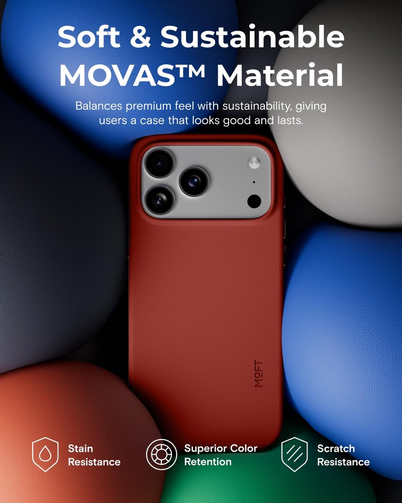 MOFT for iPhone 17 Pro Max Case- MOVAS Snap Case, MagSafe Compatible, Soft-Touch Vegan Leather, Classic Minimalist Design, Lightweight, Stain-Resistant & Camera Protection, Clay - Image 3