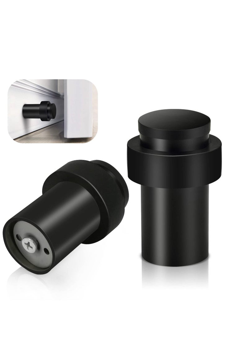 SYOSI Door Stoppers Floor Mounted Door Stop Black Heavy Duty Doorstop Stainless Steel Modern Door Stops Bumper Wall Protector Decorative Solid Rubber Tall Floor Door Stopper for Skirtings 2 Pack  - Image 1