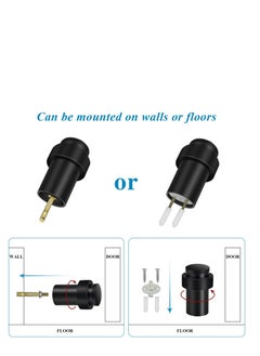 SYOSI Door Stoppers Floor Mounted Door Stop Black Heavy Duty Doorstop Stainless Steel Modern Door Stops Bumper Wall Protector Decorative Solid Rubber Tall Floor Door Stopper for Skirtings 2 Pack  - Image 3