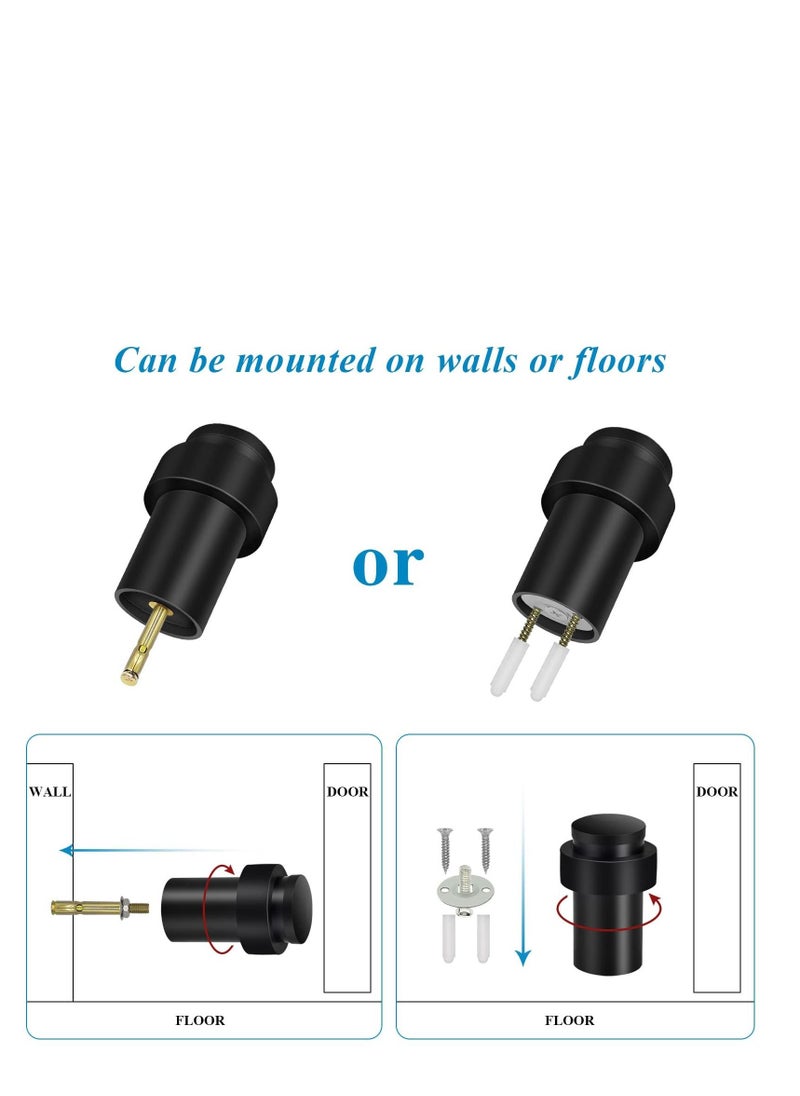 SYOSI Door Stoppers Floor Mounted Door Stop Black Heavy Duty Doorstop Stainless Steel Modern Door Stops Bumper Wall Protector Decorative Solid Rubber Tall Floor Door Stopper for Skirtings 2 Pack  - Image 3