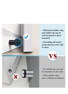 SYOSI Door Stoppers Floor Mounted Door Stop Black Heavy Duty Doorstop Stainless Steel Modern Door Stops Bumper Wall Protector Decorative Solid Rubber Tall Floor Door Stopper for Skirtings 2 Pack  - Image 5