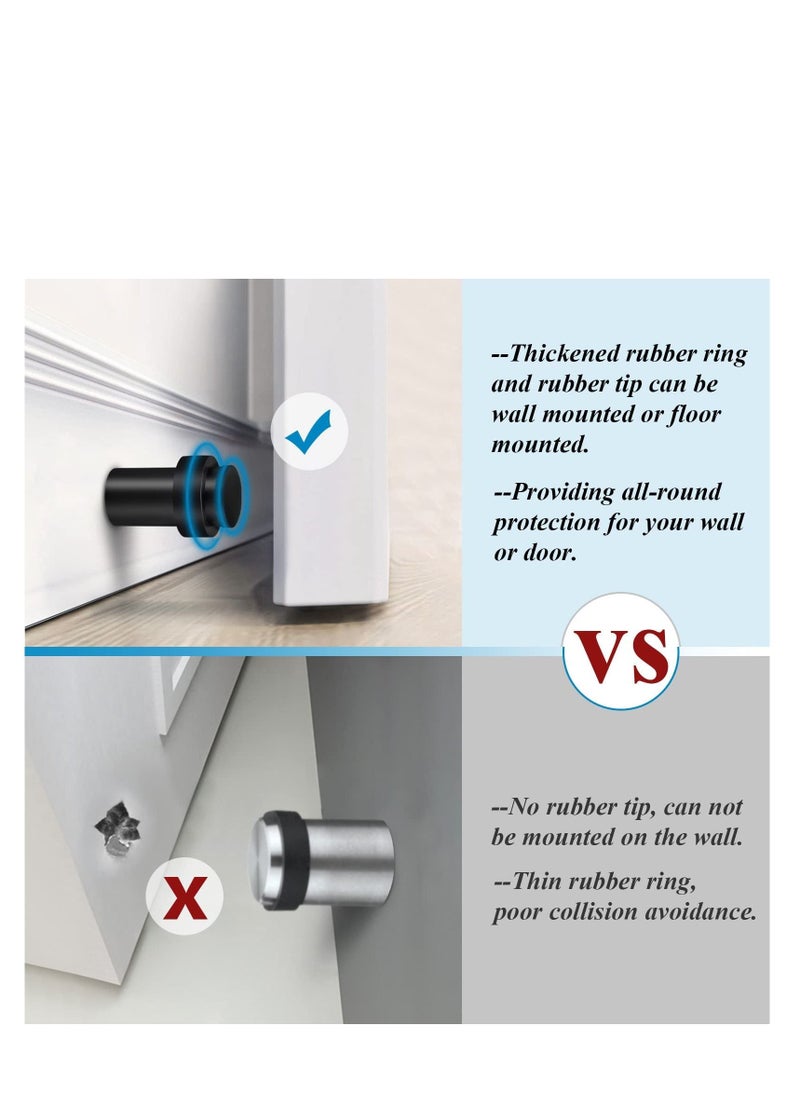 SYOSI Door Stoppers Floor Mounted Door Stop Black Heavy Duty Doorstop Stainless Steel Modern Door Stops Bumper Wall Protector Decorative Solid Rubber Tall Floor Door Stopper for Skirtings 2 Pack  - Image 5