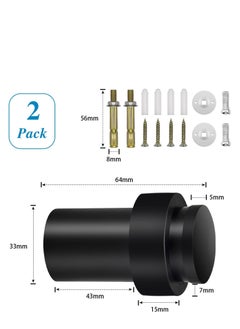 SYOSI Door Stoppers Floor Mounted Door Stop Black Heavy Duty Doorstop Stainless Steel Modern Door Stops Bumper Wall Protector Decorative Solid Rubber Tall Floor Door Stopper for Skirtings 2 Pack  - Image 2