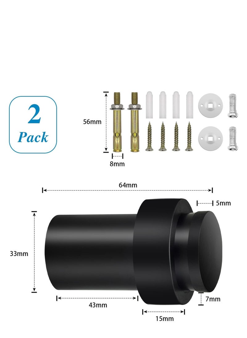 SYOSI Door Stoppers Floor Mounted Door Stop Black Heavy Duty Doorstop Stainless Steel Modern Door Stops Bumper Wall Protector Decorative Solid Rubber Tall Floor Door Stopper for Skirtings 2 Pack  - Image 2