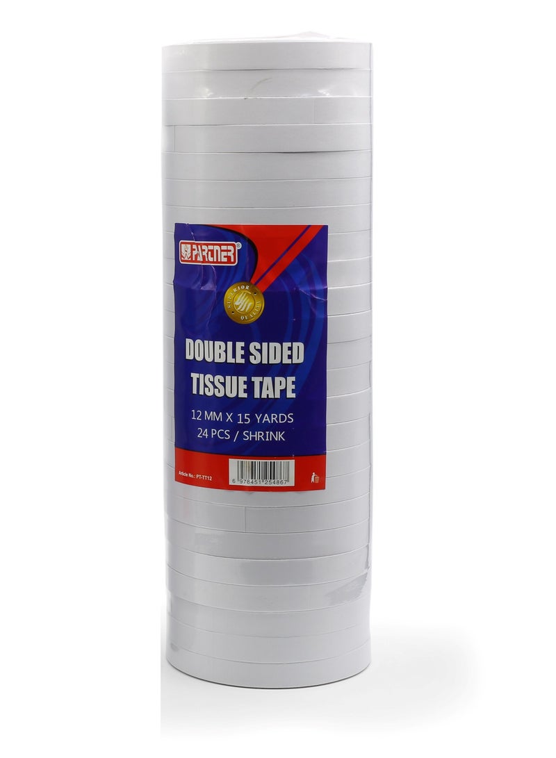 PARTNER 24-Piece Double Side Tissue Tape 12mm Width  - Image 1