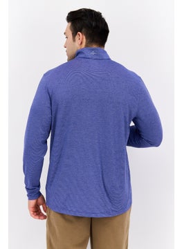Greg Norman Men High Neck Long Sleeve Heather Half Zipper Sweatshirt, Royal Blue  - Image 3