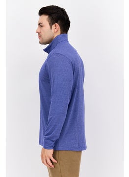 Greg Norman Men High Neck Long Sleeve Heather Half Zipper Sweatshirt, Royal Blue  - Image 2
