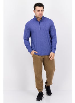 Greg Norman Men High Neck Long Sleeve Heather Half Zipper Sweatshirt, Royal Blue  - Image 4