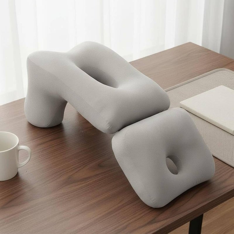 Desk Rest Pillow Neck Support Face Down Sleeping Pillow Breathable Material Comfort Cushion for Students, Office Workers, Dormitory, Gray - Image 4