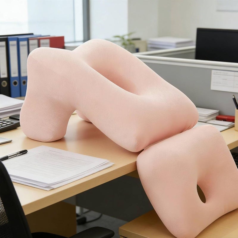 Desk Rest Pillow Neck Support Face Down Sleeping Pillow Breathable Material Comfort Cushion for Students, Office Workers, Dormitory, Gray - Image 2