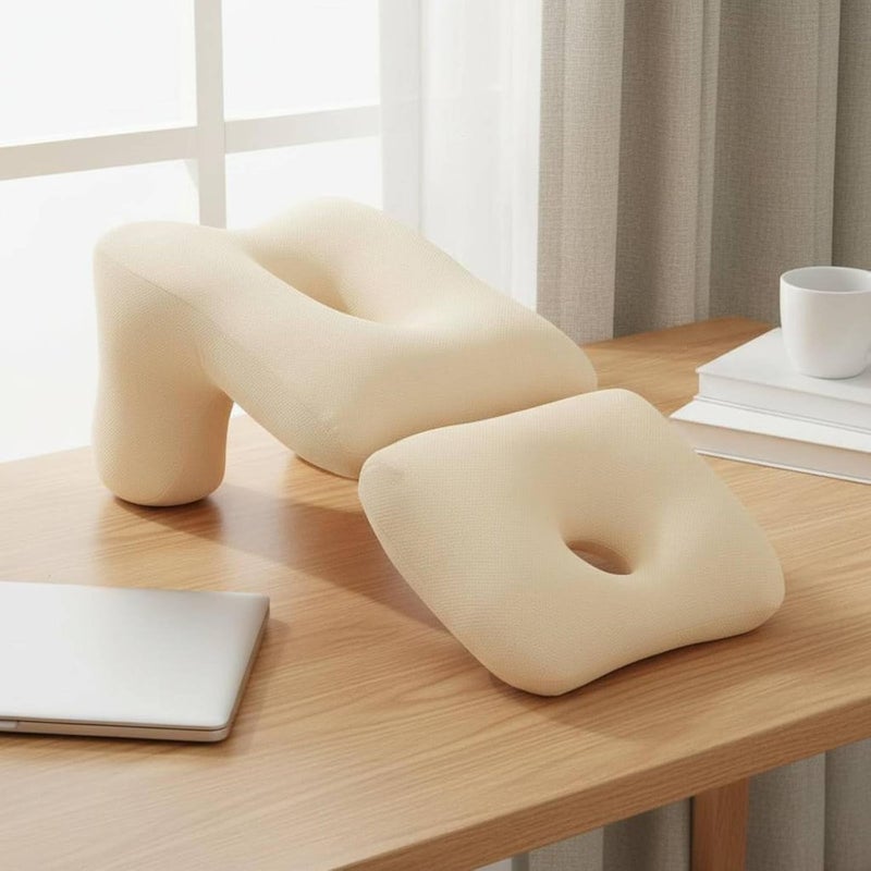 Desk Rest Pillow Neck Support Face Down Sleeping Pillow Breathable Material Comfort Cushion for Students, Office Workers, Dormitory, Gray - Image 3